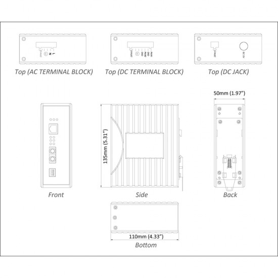 EL900-A-B-1-A 10/100BASE-TX to 100BASE-FX Hardened Media Converter (SC, MM)