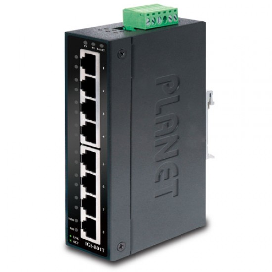 IGS-801T - 8-Port 10/100/1000T Industrial Gigabit Ethernet Switch (-40~75 degrees C)