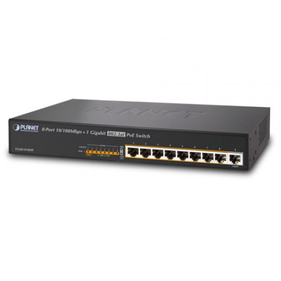 FGSD-910HP - 8-Port 10/100Mbps 802.3at PoE + 1-Port 1000Mbps Desktop Switch (130 Watts)